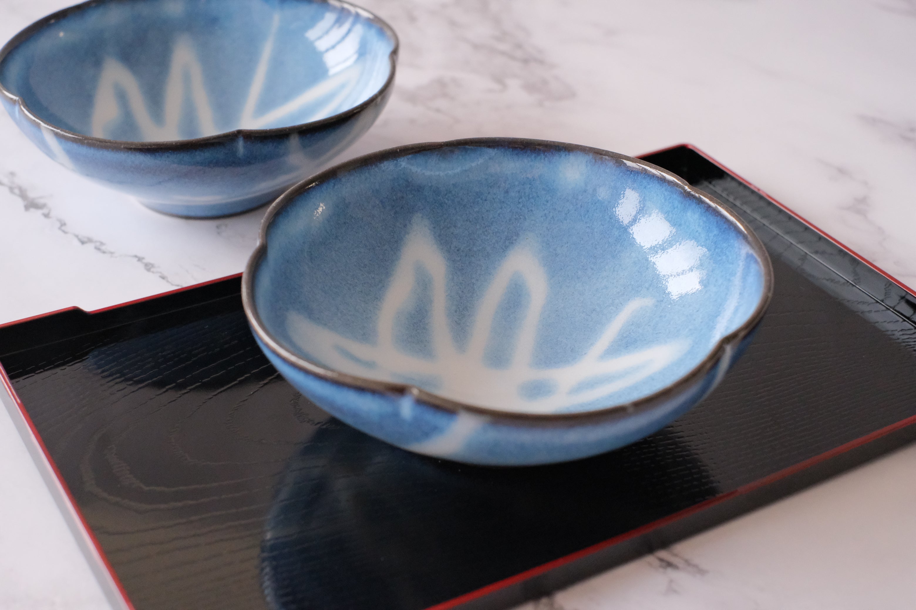 Tenryu Kiln Aoi Clover Pair Rotana Serving Bowl Set