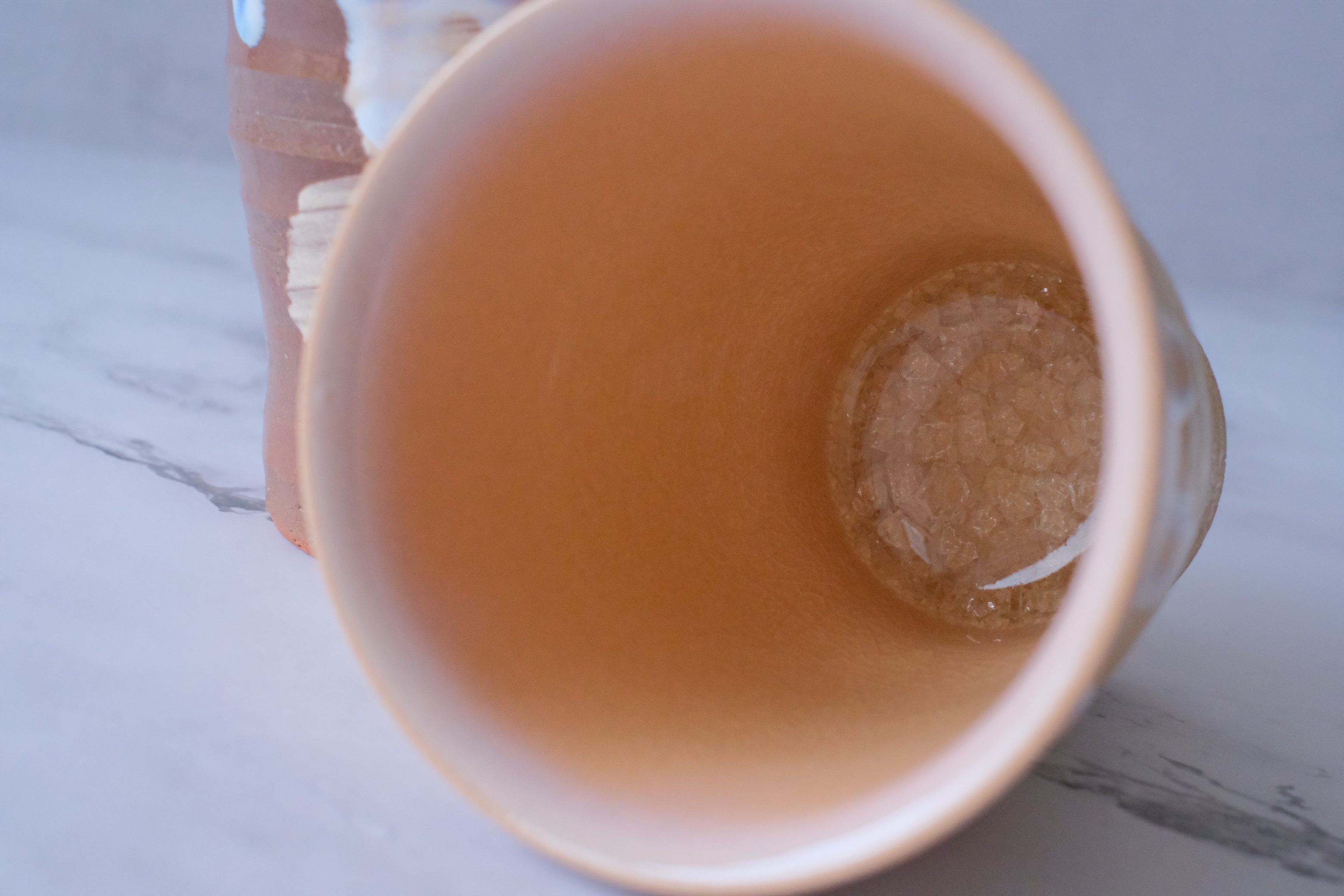 Camellia Kiln Crystal Bottomed Pair Short Tumbler Cup Set - Peach