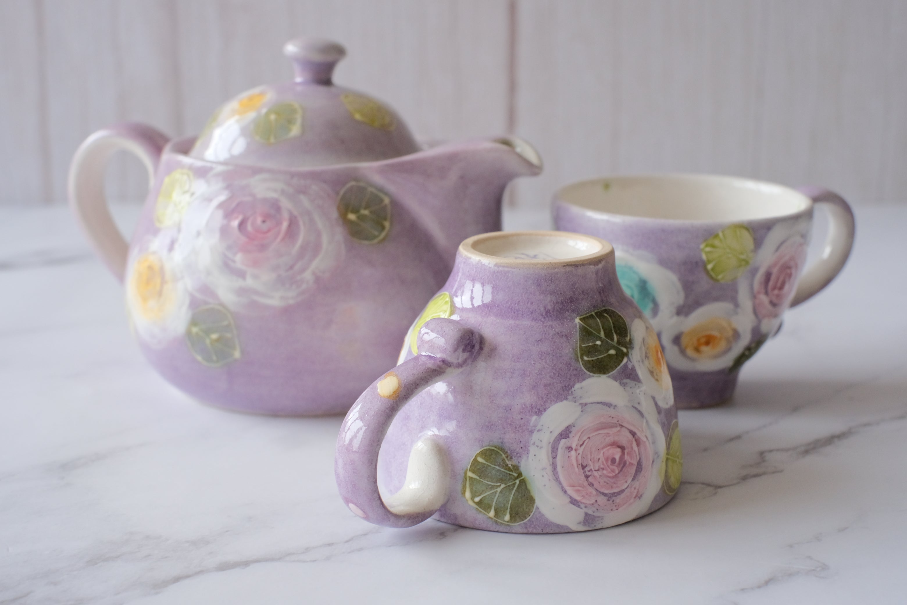 9 Pcs Set Teawere Retro Designer Cool Purple Sand Ceramic Teapot Set T –  acacuss
