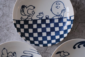 Peanuts Snoopy Japan Indigo Sometsuke 3 Piece Pasta Plate Set