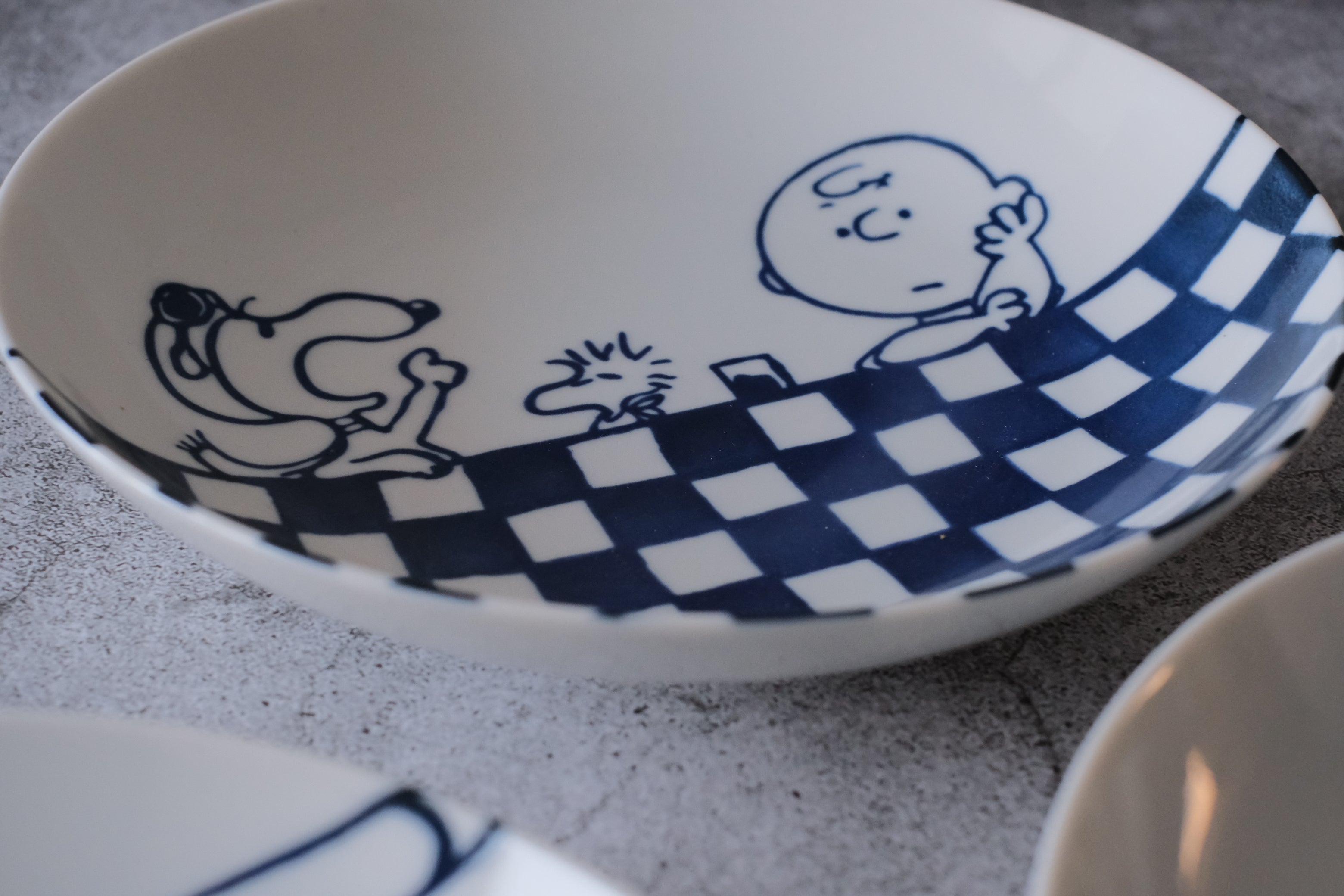 Peanuts Snoopy Japan Indigo Sometsuke 3 Piece Pasta Plate Set 