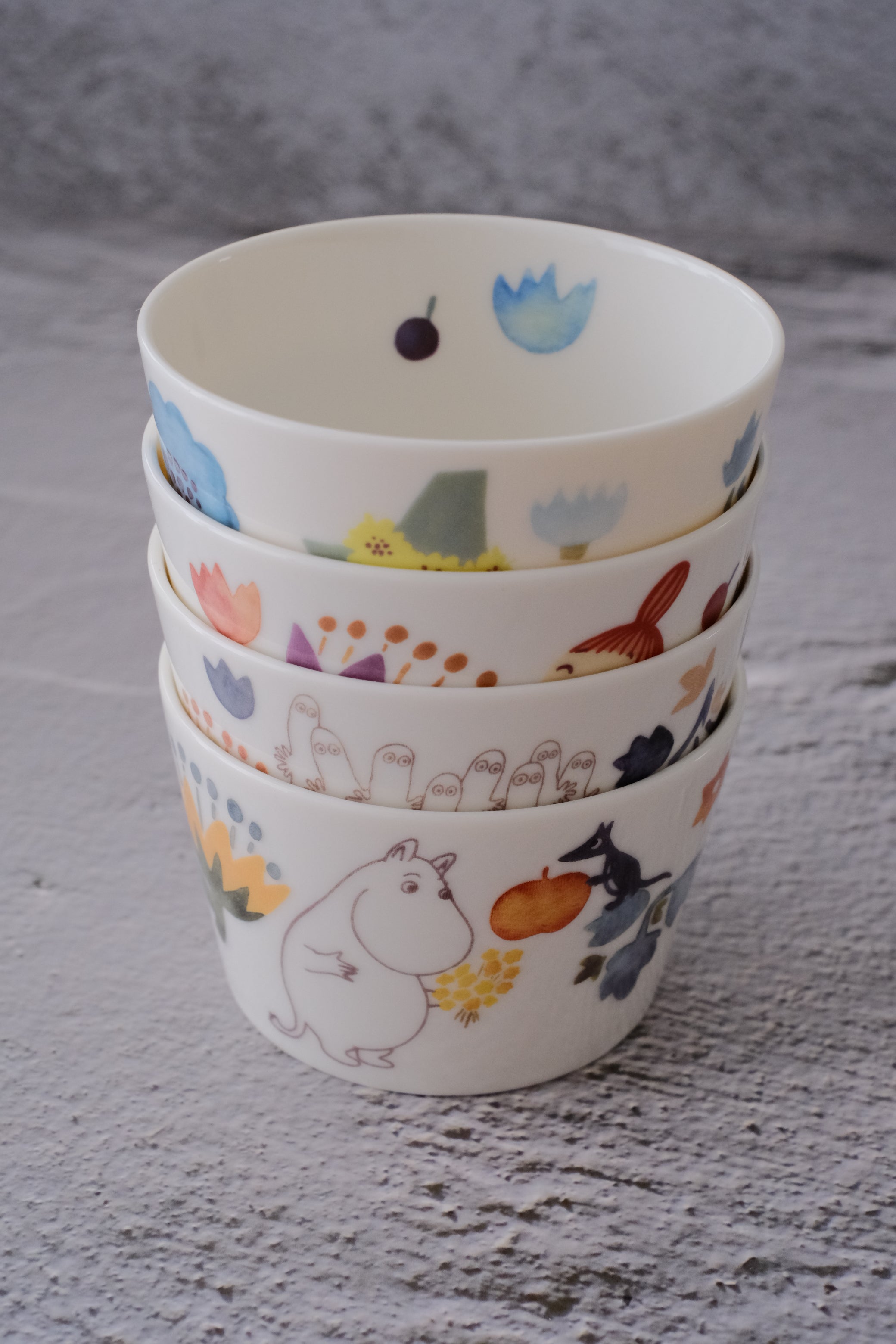PRE-ORDER Yamaka Moomin Watercolour 4 Piece Pudding/ Ice Cream Bowls