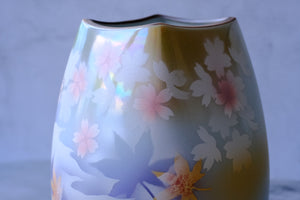Kutaniyaki Sakura Maple Pastel Ombre Square Top Vase
