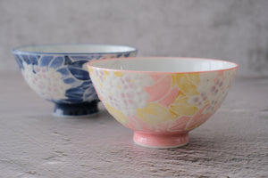 Sparkling Hydrangea Minoyaki Pair Rice Bowls