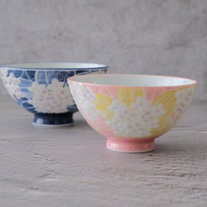 Sparkling Hydrangea Minoyaki Pair Rice Bowls