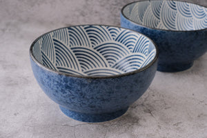 Minoyaki Water Glaze Aomi Waves Ramen Bowl