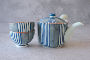 Hasami Porcelain Demi-Juso Modern Stripes Sencha Teapot Teacup Set