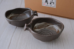 Shino Brush Kataguchi Pair Lipped Bowls with Pouring Sprout