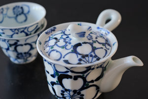 Hasami Porcelain Rotana Floral Chamfer Angular Sencha Tea Set