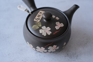 Tokoname Works Sakura Floral Clay Teapot with Detachable Strainer