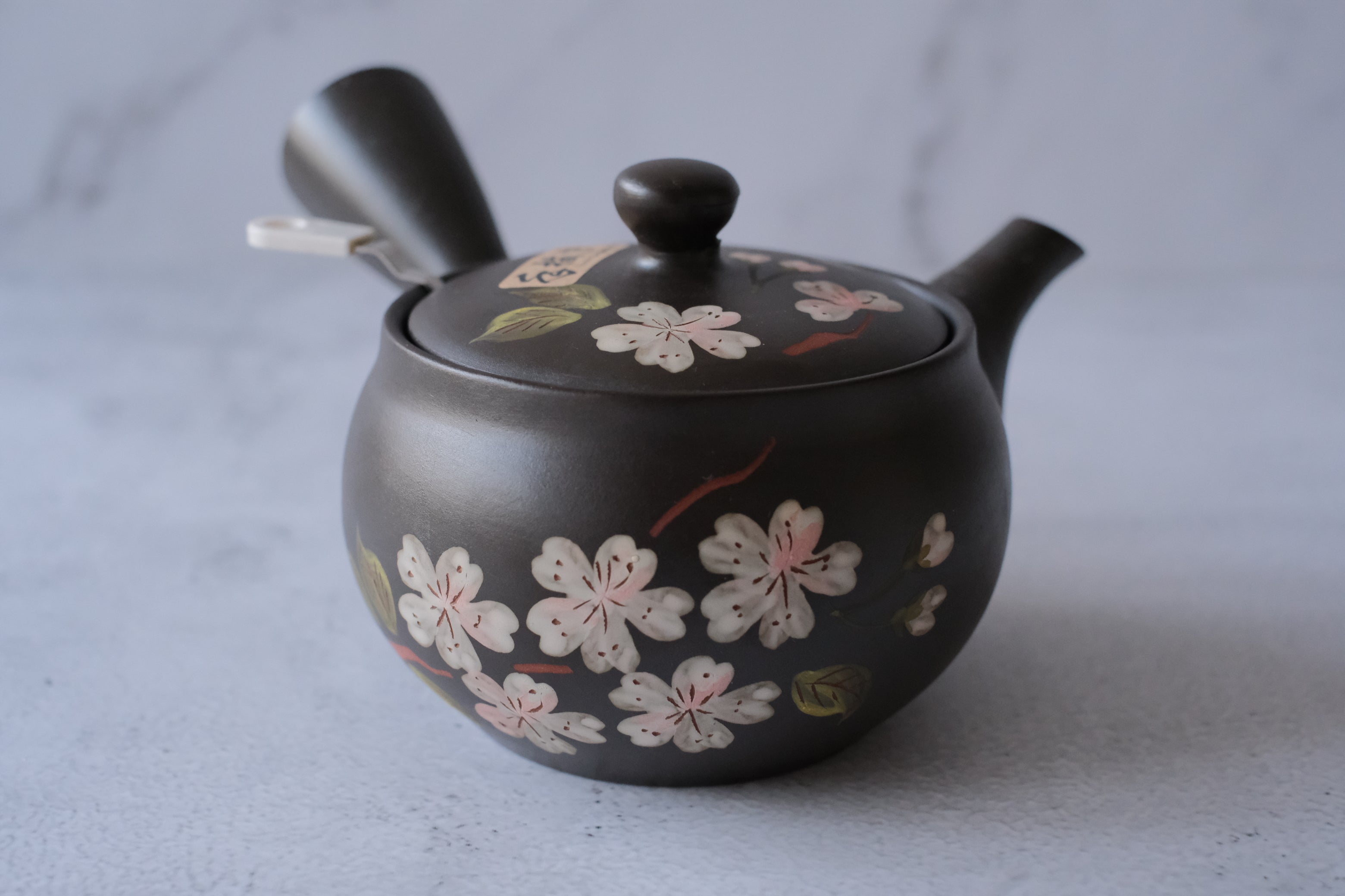 Tokoname Works Sakura Floral Clay Teapot with Detachable Strainer