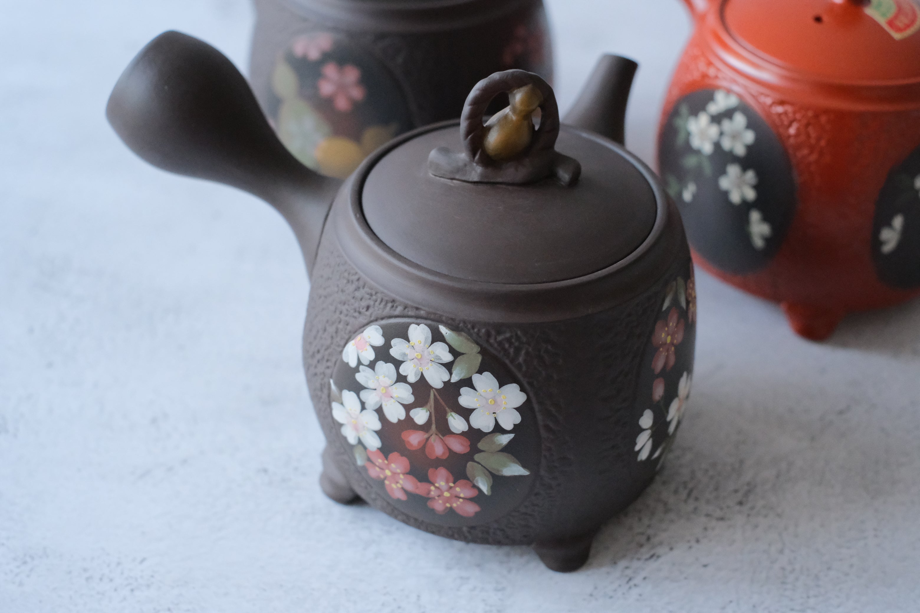 Tokoname Works Chikushun Square Frame Red Clay Teapot