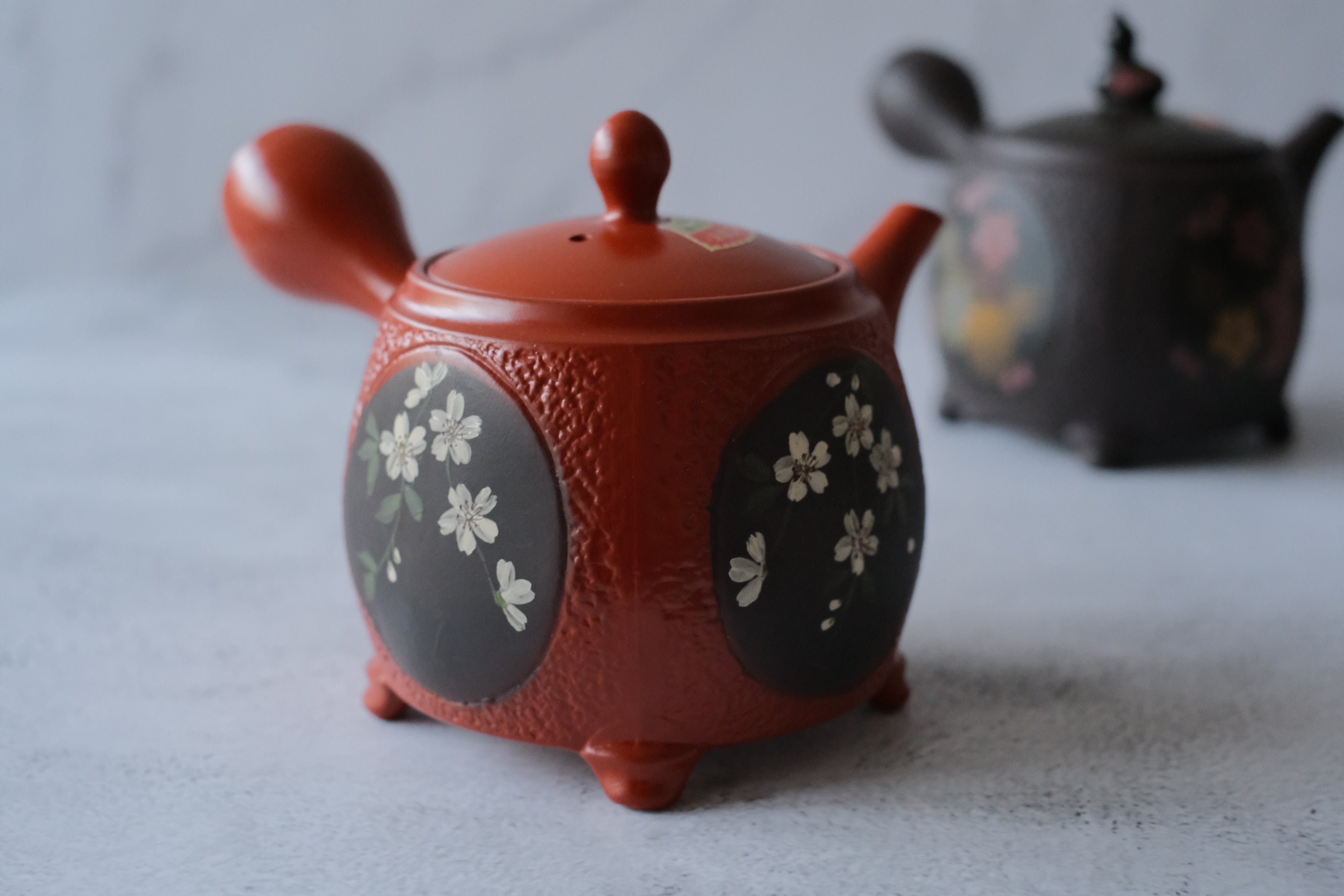 Tokoname Works Chikushun Square Frame Red Clay Teapot