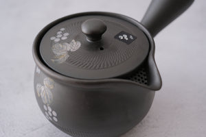 Tokoname Works Rare 108 Hole Akira Light Matte Black Grapevine Clay Teapot