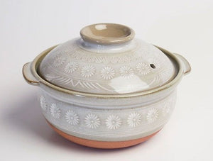 Ginpo Hanamishima Bankoware Deep Donabe Porridge Clay Pot