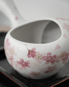 Tokoname Works Akira Light White Sakura Teapot & Teacups Set