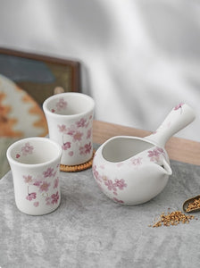 Tokoname Works Akira Light White Sakura Teapot & Teacups Set