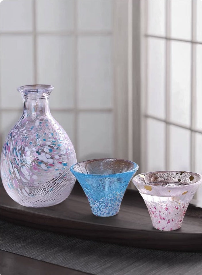 Toyo Sasaki Sakura Fuji Glass Sake Set