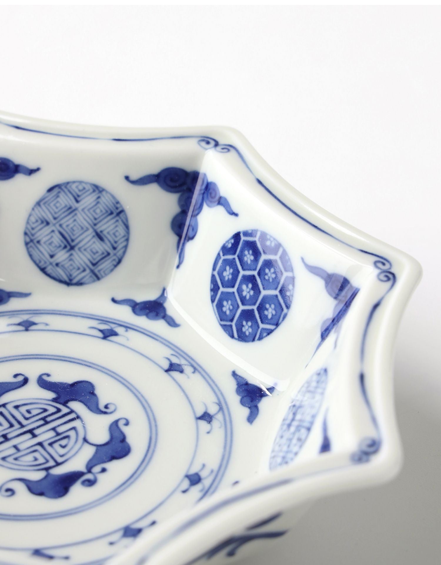 Marumon Pattern Minoyaki Sometsuke Marumon Octagon Serving Bowl – Object of Living