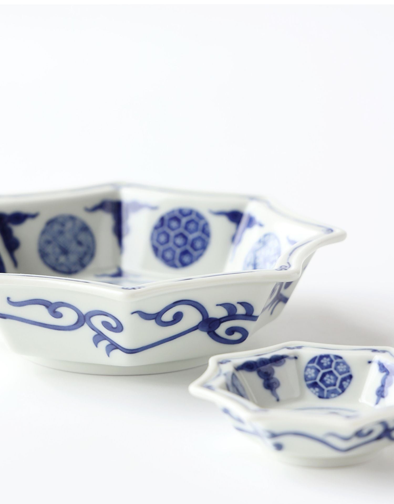 Marumon Pattern Minoyaki Sometsuke Marumon Octagon Serving Bowl – Object of Living