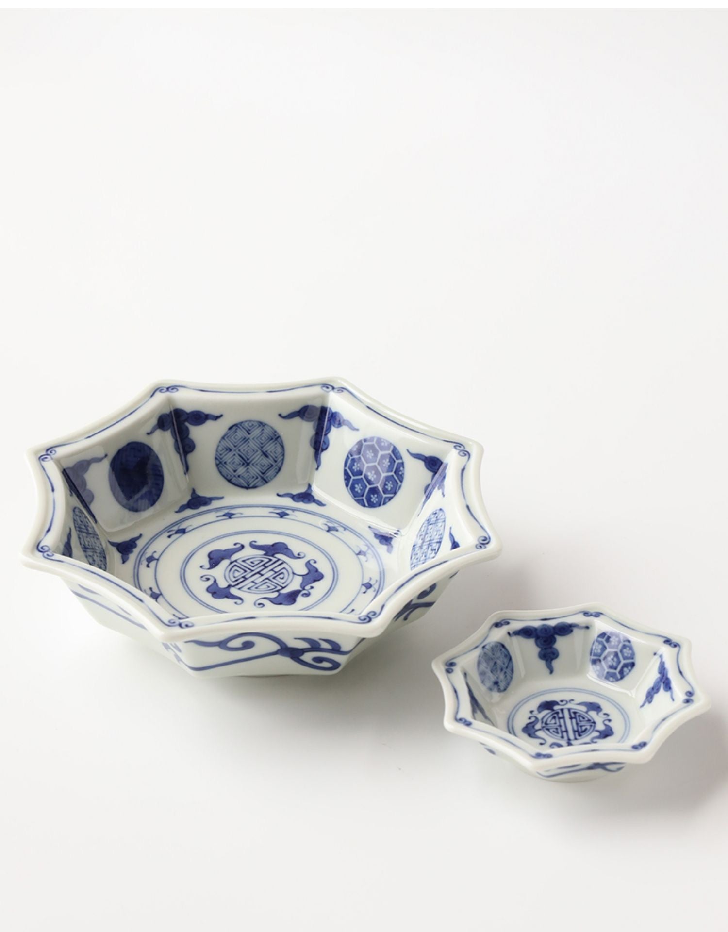 Marumon Pattern Minoyaki Sometsuke Marumon Octagon Serving Bowl – Object of Living