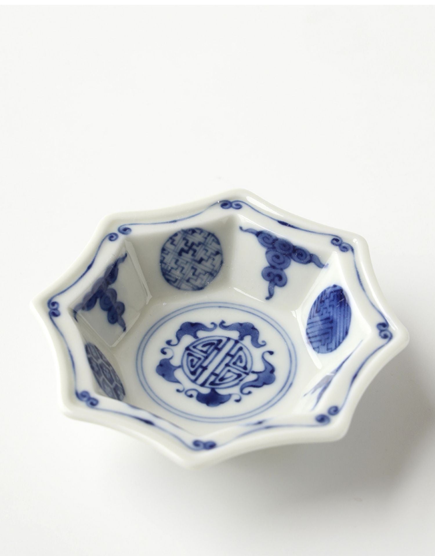 Marumon Pattern Minoyaki Sometsuke Marumon Octagon Serving Bowl – Object of Living