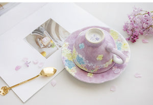 Fuka Studio Setoyaki Aya Spring Florets Pastel Coffee Cup & Saucer