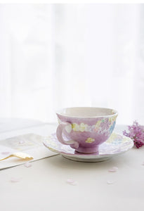 Fuka Studio Setoyaki Aya Spring Florets Pastel Coffee Cup & Saucer