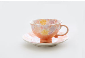 Fuka Studio Setoyaki Aya Spring Florets Pastel Coffee Cup & Saucer