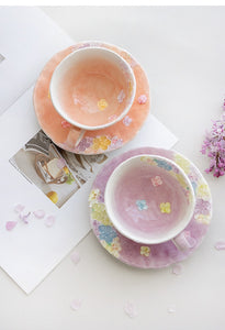 Fuka Studio Setoyaki Aya Spring Florets Pastel Coffee Cup & Saucer