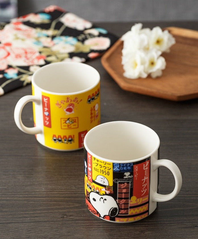 Vintage Peanuts Snoopy Japan Neon Nights Big City Mug Cups