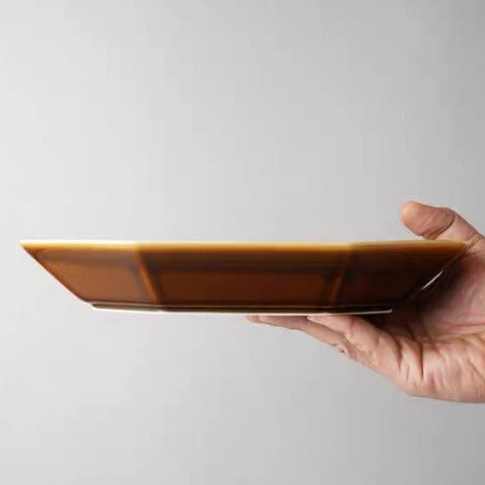 Tojiki Tonya Minoyaki Glossy Octagon Earthenware Serving Dish