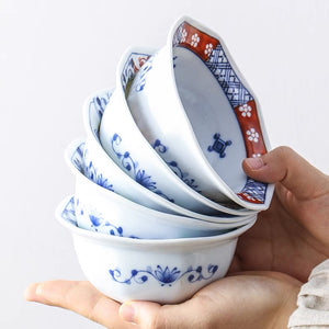 Hasami Ware Somenishiki 5 Piece Octagon Bowl Set - Large