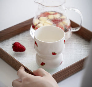 Camellia Kiln Crystal Bottomed Pair Short Tumbler Cup Set - Peach