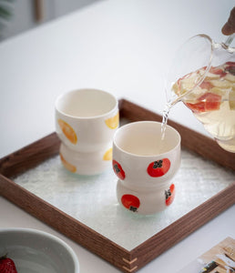 Summer Fruits Cinched Ivory Ceramic Tumbler Cup