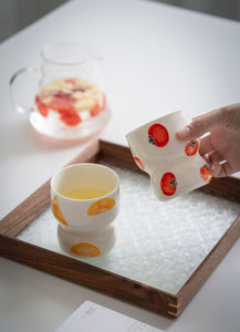 Summer Fruits Cinched Ivory Ceramic Tumbler Cup