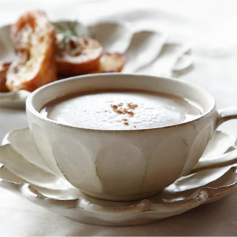 Kaneko Kohyo Rinka Soup Cup/ Latte Bowl & Saucer - Cream White