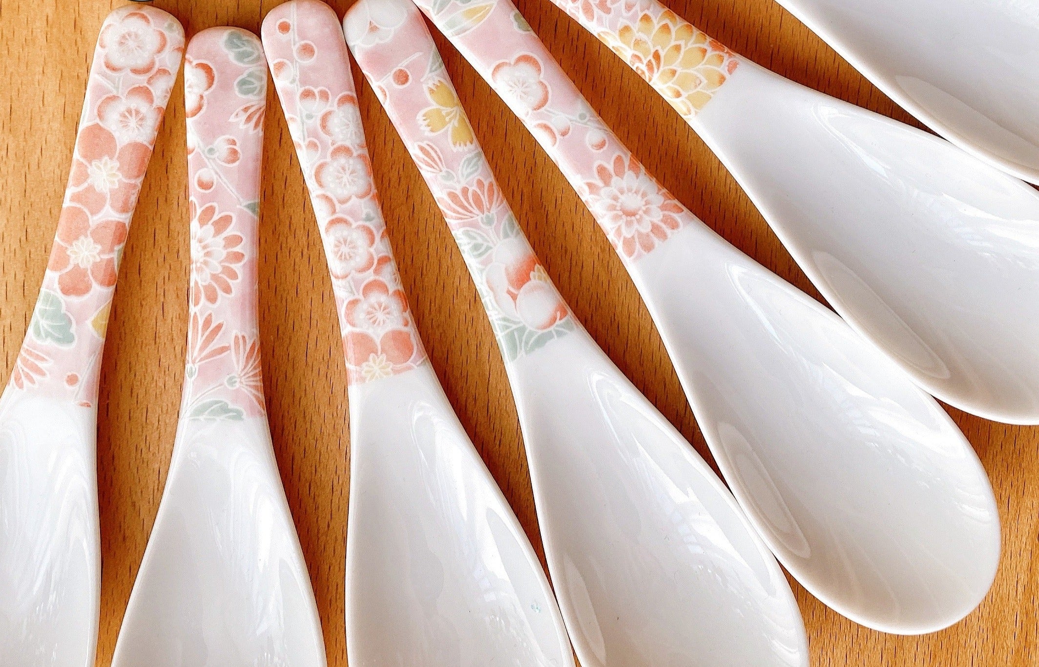4 Piece Ise Katagami Kimono Dye Ceramic Soup Spoon