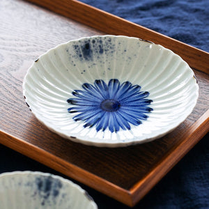 Aritayaki 2 Piece Splash Ink Kikuwari Chrysanthemum Bowl & Plate