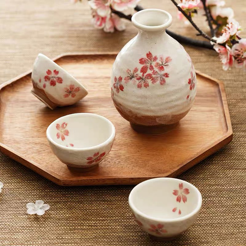 Cream White Ceramic Sakura Sake Set – Object of Living