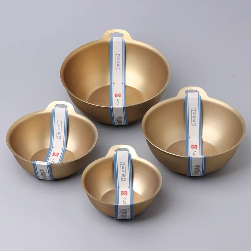 Hokuriku Alumi - Showa Retro 4 Piece Gold Aluminum Prep/ Mixing Bowl