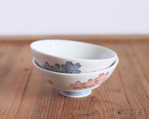 Yoshino Sakura White Rice Bowl Pair with Gift Box